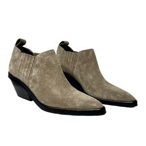 VIA SPIGA Suede Pointy Toe Western Bootie Block Heel Size 6